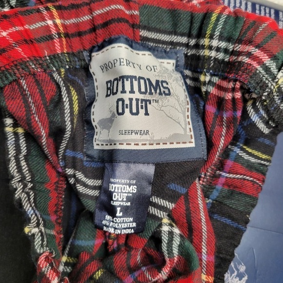 NEW Bottoms Out Men's Pajamas Size Large Black Red Plaid Flannel Gift Set - Picture 6 of 7